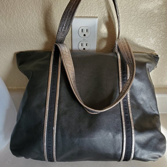 Like New Vintage Rare Coach Poppy Black Leather Tote Bag Purse - Picture 3 of 13